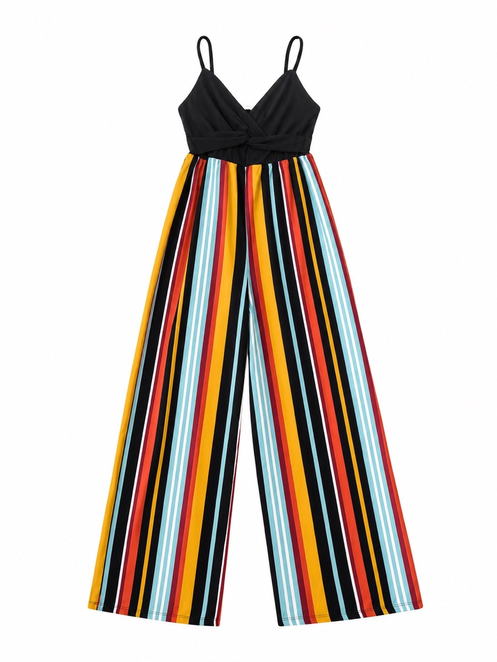 Multicolor Stripe Wide-Leg Romper